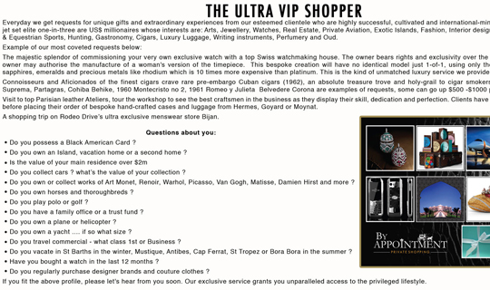 BY APPOINTMENT THE EXTRAORDINAIRE VIP PRIVATE SHOPPING SERVICE